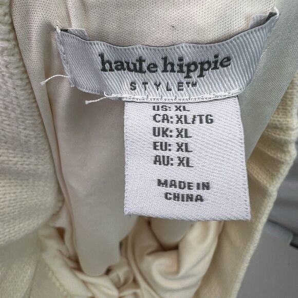 Haute Hippie Knit Crochet Midi Skirt Size XL Cream Boho Indie - Picture 8 of 9